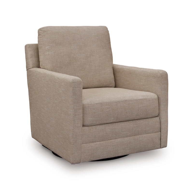 Bowery Hill Contemporary Polyester Next-Gen Nuvella Brown Swivel Chair