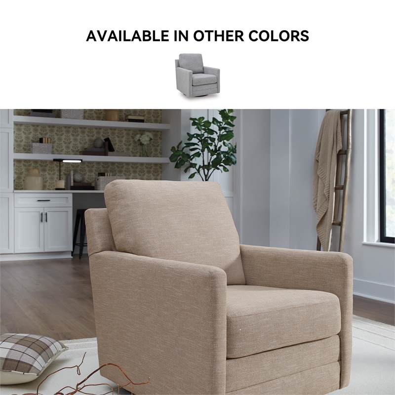 Bowery Hill Contemporary Polyester Next-Gen Nuvella Brown Swivel Chair