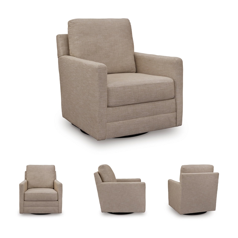 Bowery Hill Contemporary Polyester Next-Gen Nuvella Brown Swivel Chair