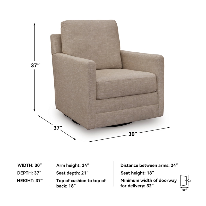 Bowery Hill Contemporary Polyester Next-Gen Nuvella Brown Swivel Chair