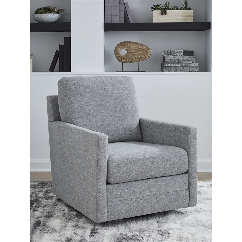 Bowery Hill Contemporary Polyester Next-Gen Nuvella Gray Swivel Accent Chair