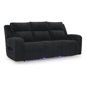 Bowery Hill Contemporary Polyester Black Power Reclining Sofa