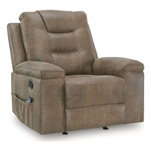 Bowery Hill Modern / Contemporary Faux Leather Brown Finish Recliner