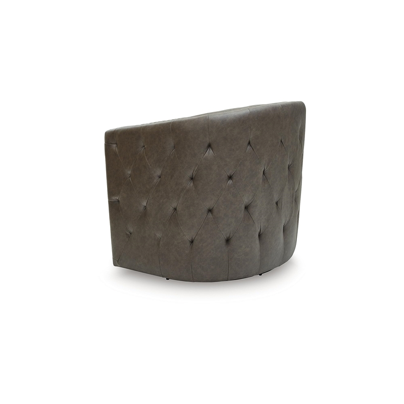 Bowery Hill Contemporary Faux Leather Brown Finish Swivel Accent Chair