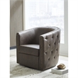 Bowery Hill Contemporary Faux Leather Brown Finish Swivel Accent Chair