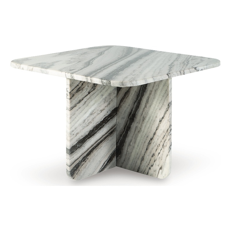 Bowery Hill Contemporary Marble Gray Finish Accent Coffee Table