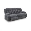 Bowery Hill Contemporary Polyester Gray Finish Power Reclining Sofa