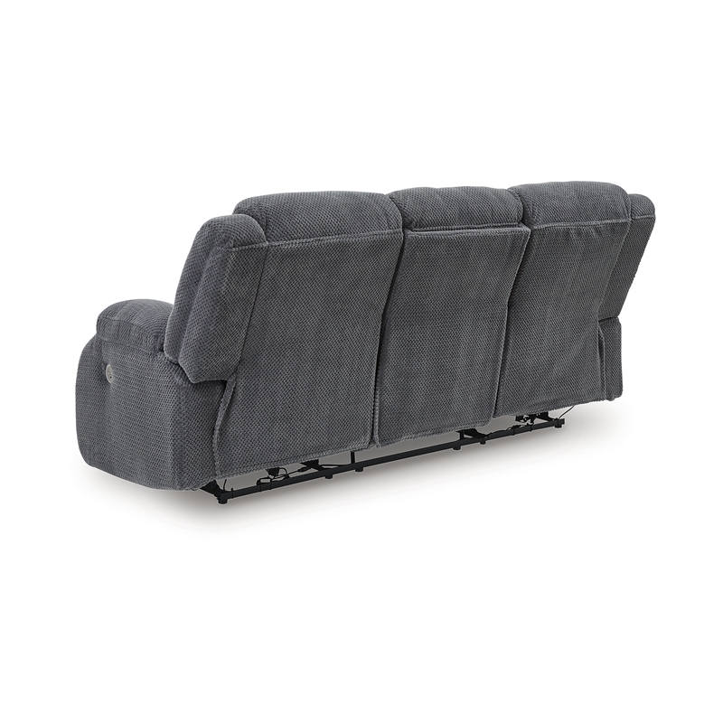 Bowery Hill Contemporary Polyester Gray Finish Power Reclining Sofa