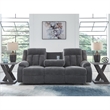 Bowery Hill Contemporary Polyester Gray Finish Power Reclining Sofa