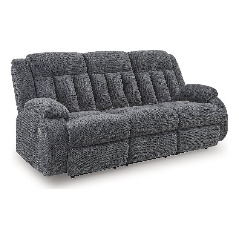 Bowery Hill Contemporary Polyester Gray Finish Power Reclining Sofa