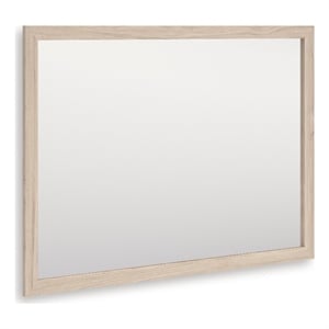 Bowery Hill Contemporary Engineered Wood Beige Bedroom Mirror