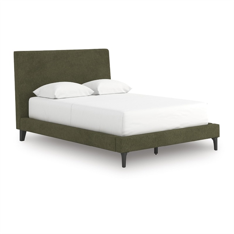 Bowery Hill Engineered Wood Green Full Upholstered Bed with Roll Slats