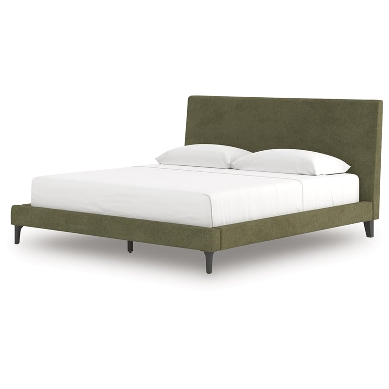 Bowery Hill Engineered Wood Green King Upholstered Bed with Roll Slats