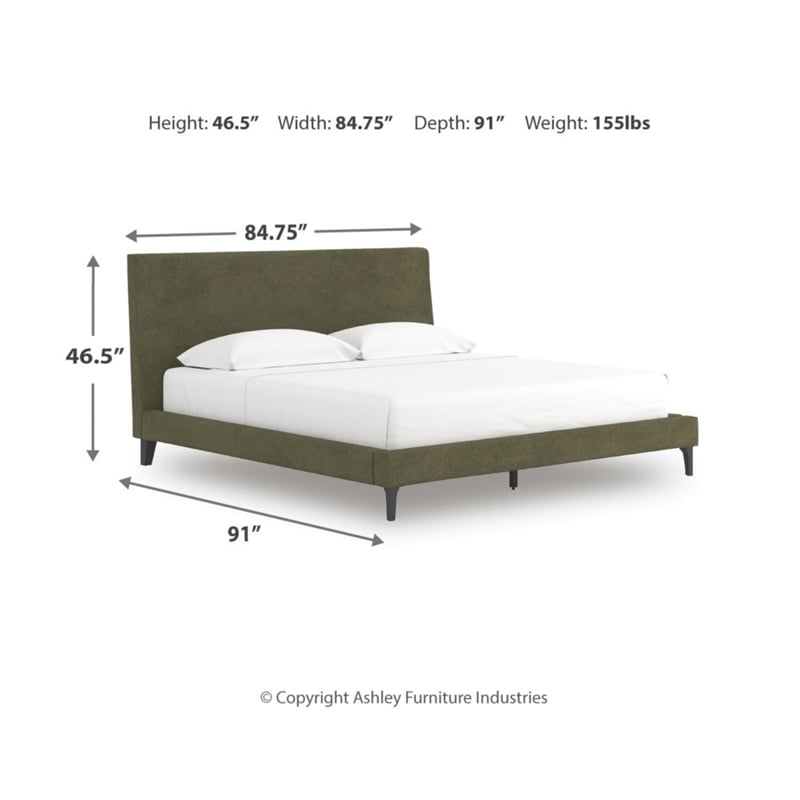 Bowery Hill Engineered Wood Green King Upholstered Bed with Roll Slats