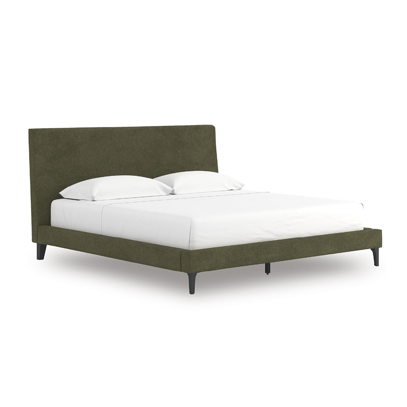 Bowery Hill Engineered Wood Green King Upholstered Bed with Roll Slats