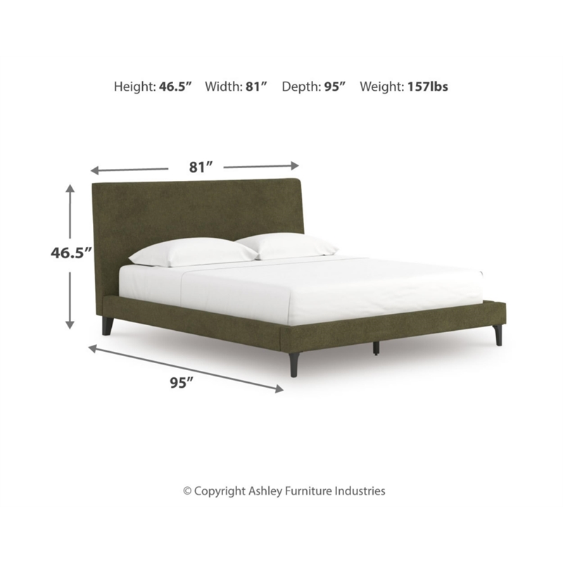 Bowery Hill Contemporary Engineered Wood Green California King Upholstered Bed