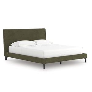 Bowery Hill Contemporary Engineered Wood Green California King Upholstered Bed