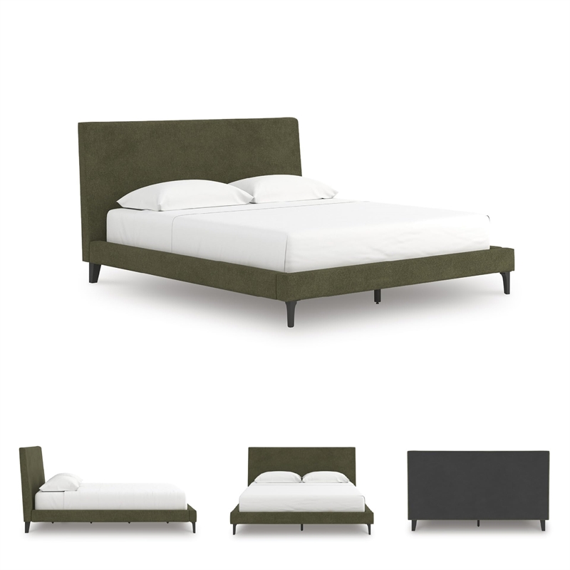 Bowery Hill Contemporary Engineered Wood Green California King Upholstered Bed