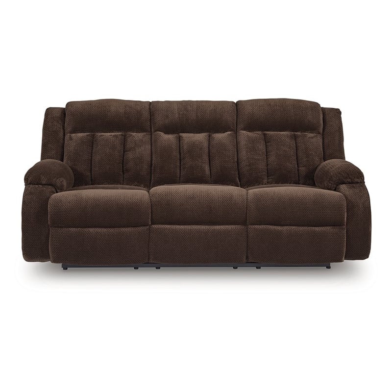 Bowery Hill Contemporary Polyester Brown Power Reclining Sofa