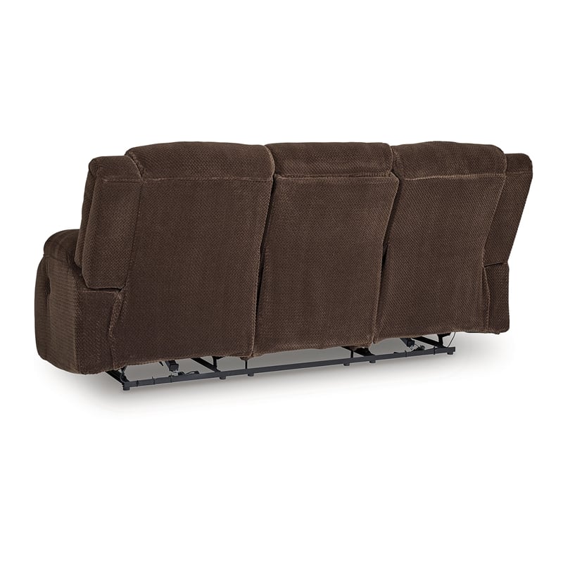 Bowery Hill Contemporary Polyester Brown Power Reclining Sofa