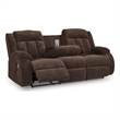 Bowery Hill Contemporary Polyester Brown Power Reclining Sofa