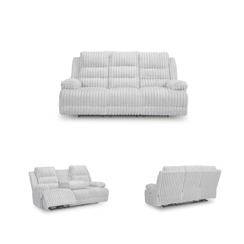 Bowery Hill Contemporary Polyester White Power Reclining Sofa