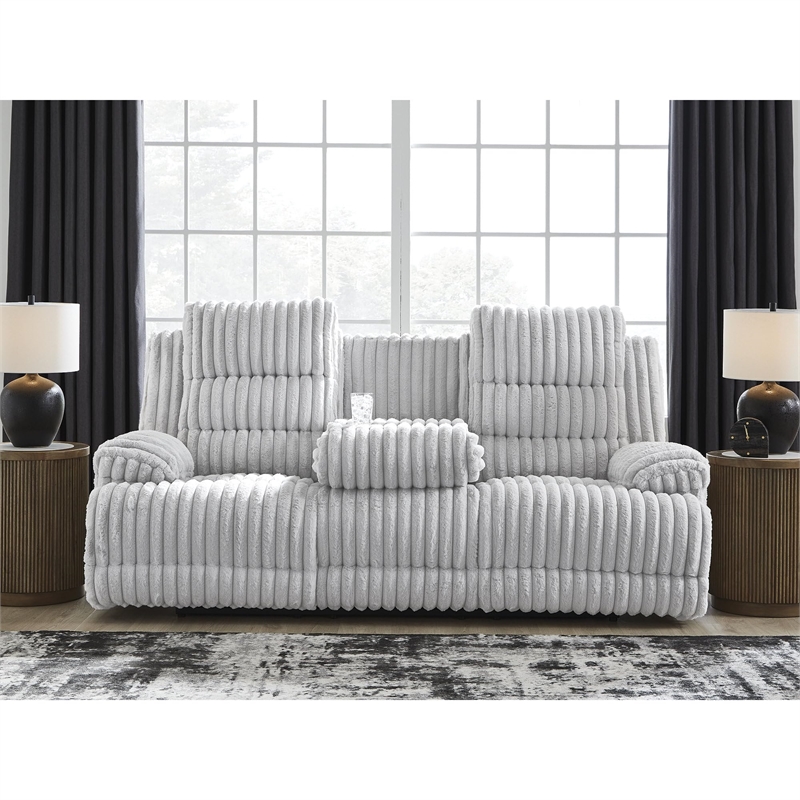 Bowery Hill Contemporary Polyester White Power Reclining Sofa