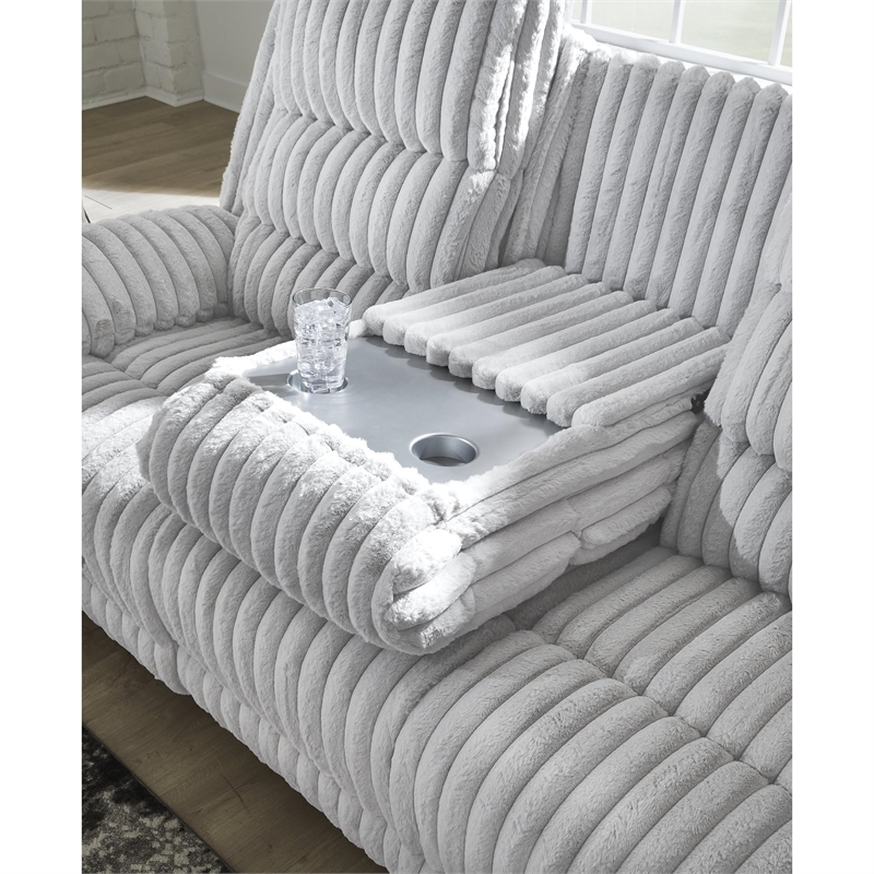 Bowery Hill Contemporary Polyester White Power Reclining Sofa
