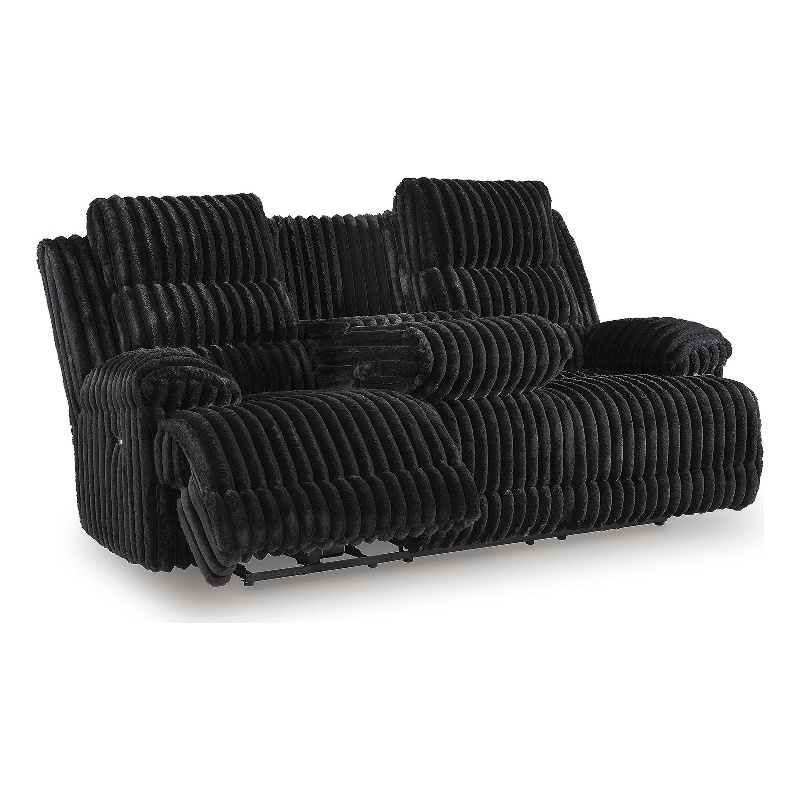 Bowery Hill Contemporary Polyester Black Power Reclining Sofa