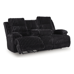Bowery Hill Contemporary Polyester Black Power Reclining Sofa