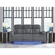 Bowery Hill Contemporary Polyester Gray Finish Power Reclining Sofa