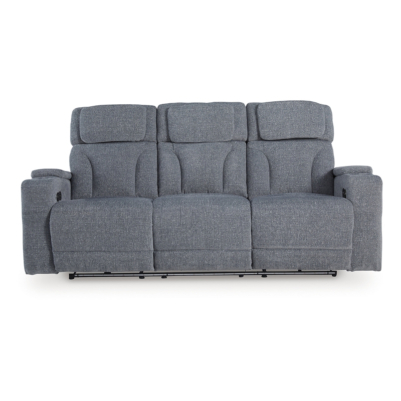 Bowery Hill Contemporary Polyester Gray Finish Power Reclining Sofa