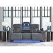 Bowery Hill Contemporary Polyester Gray Finish Power Reclining Sofa
