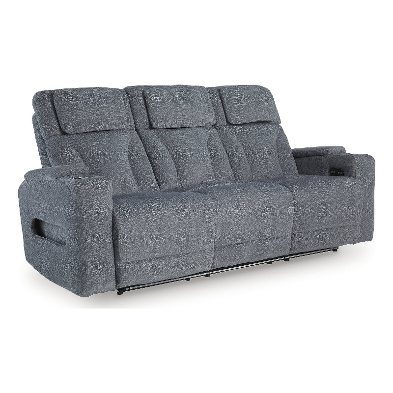 Bowery Hill Contemporary Polyester Gray Finish Power Reclining Sofa