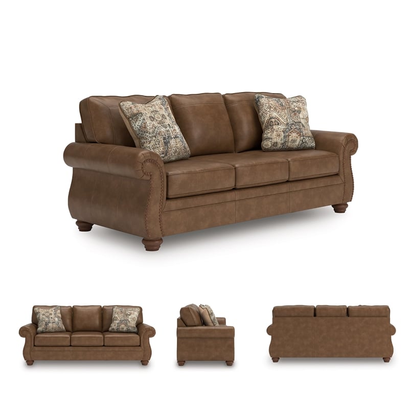 Bowery Hill Modern / Contemporary Faux Leather Brown Finish Sofa