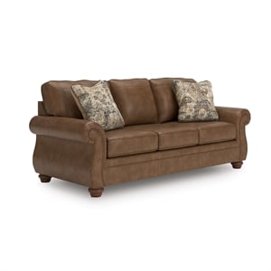 Bowery Hill Modern / Contemporary Faux Leather Brown Finish Sofa