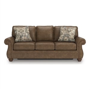 Bowery Hill Contemporary Faux Leather Brown Finish Queen Sofa Sleeper
