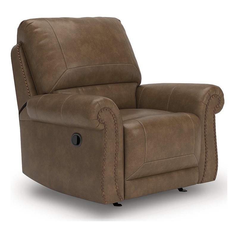 Bowery Hill Contemporary Faux Leather Brown Swivel Glider Recliner