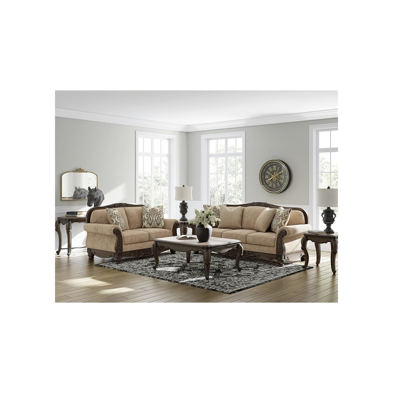 Bowery Hill Modern / Contemporary Polyester Brown Finish Loveseat