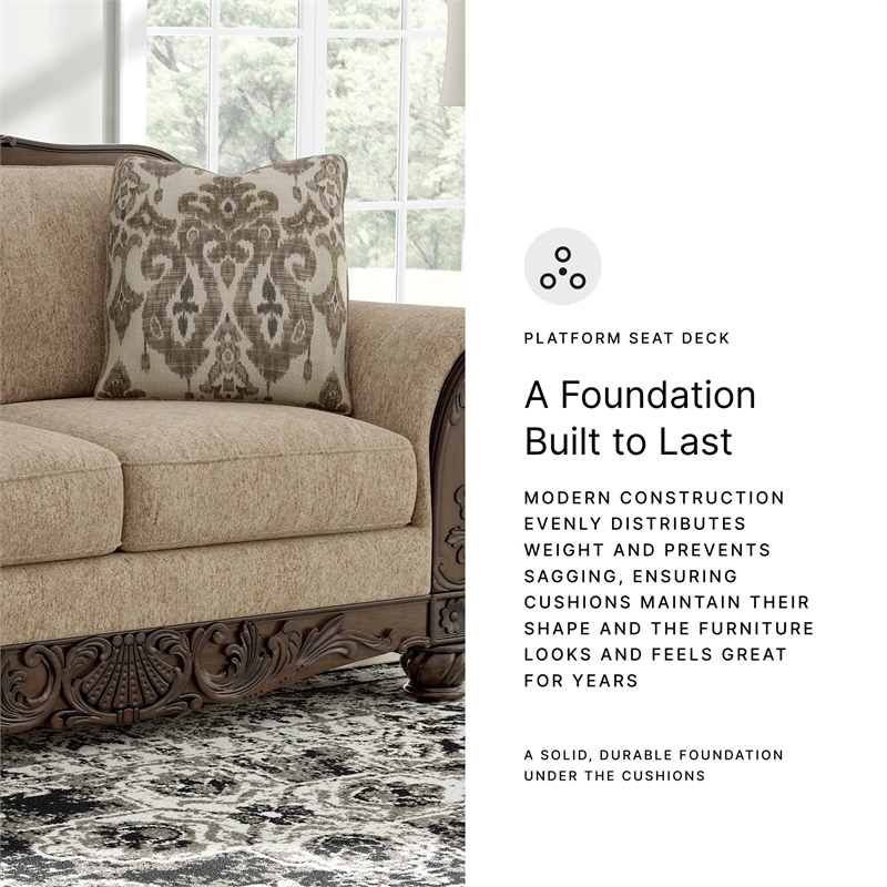 Bowery Hill Modern / Contemporary Polyester Brown Finish Loveseat