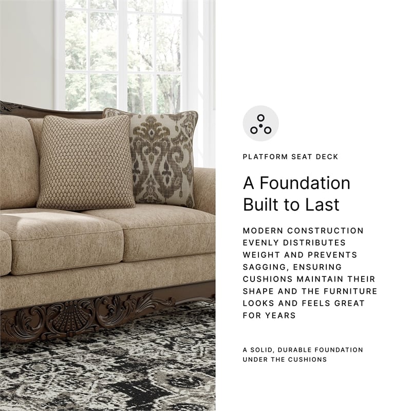 Bowery Hill Modern / Contemporary Polyester Brown Finish Sofa