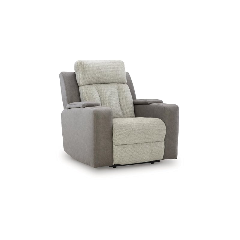 Bowery Hill Contemporary Faux Leather Gray Finish Power Recliner