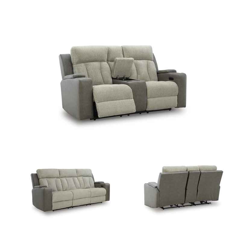 Bowery Hill Contemporary Faux Leather Gray Power Reclining Loveseat