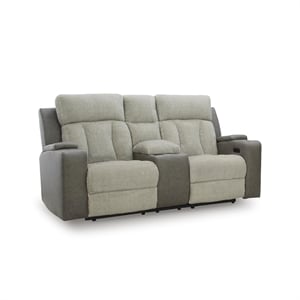 Bowery Hill Contemporary Faux Leather Gray Power Reclining Loveseat