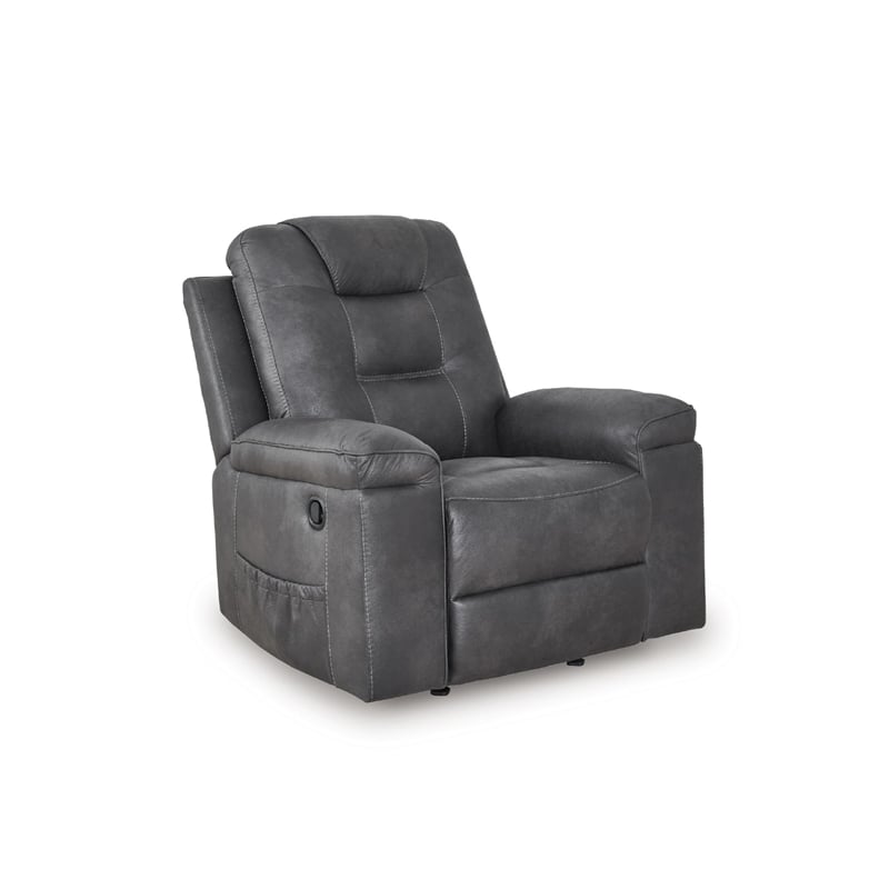 Bowery Hill Modern / Contemporary Faux Leather Gray Finish Recliner