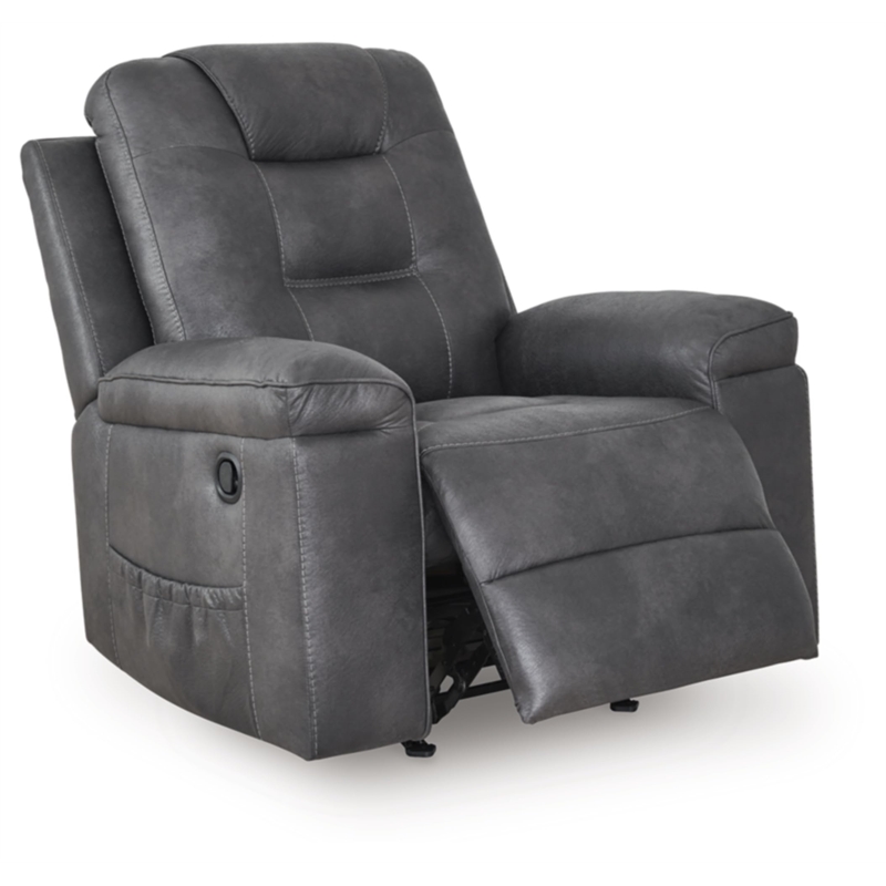 Bowery Hill Modern / Contemporary Faux Leather Gray Finish Recliner