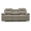 Bowery Hill Contemporary Polyester Beige Reclining Sofa with Table