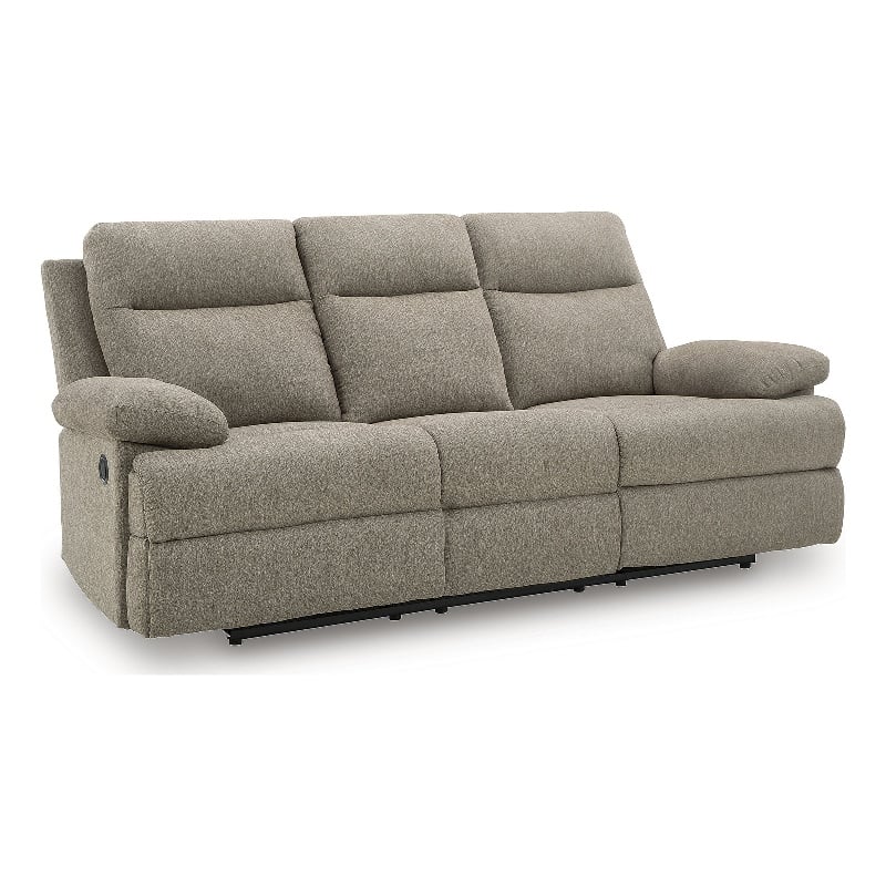 Bowery Hill Contemporary Polyester Beige Reclining Sofa with Table