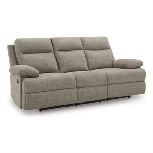 Bowery Hill Contemporary Polyester Beige Reclining Sofa with Table