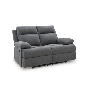 Bowery Hill Contemporary Polyester Gray Finish Reclining Loveseat